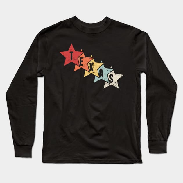 Retro 70s Texas Stars Long Sleeve T-Shirt by MeatMan